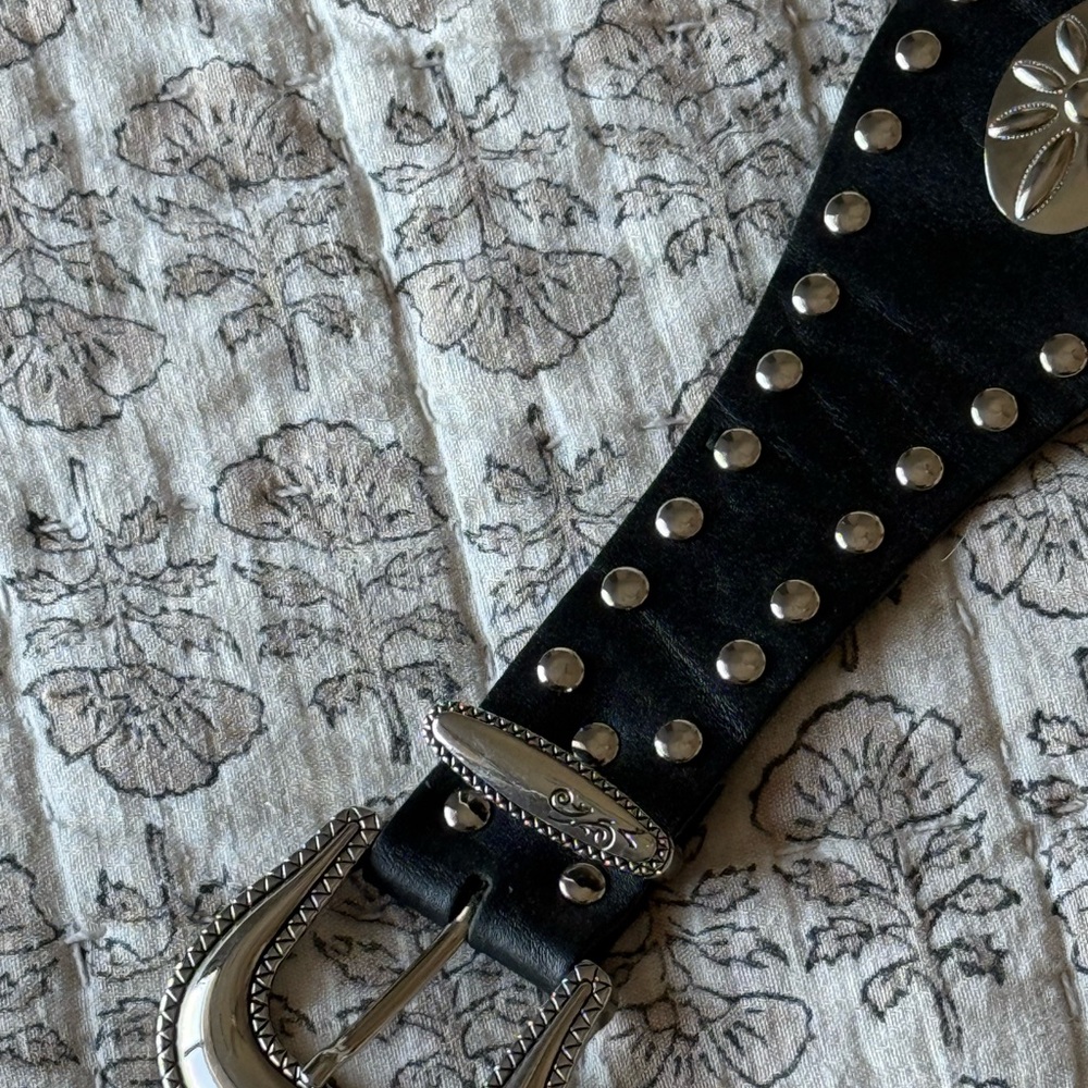 Anthropologie Black and Silver Studded Belt